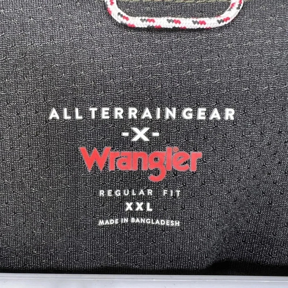 Wrangler All Terrain Gear NWT Mens XXL Olive Mixed Material Shirt Hidden Pockets - Picture 10 of 16